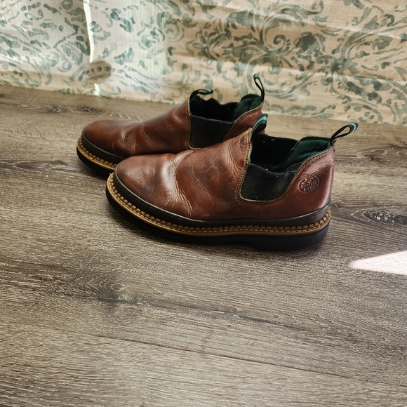 Georgia Giant Boots Mens 11M Romeo Slip-On Work US Brown Leather Oil Resistant - Picture 5 of 13